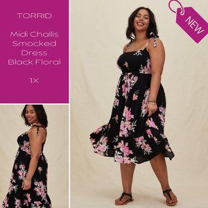 Torrid - Midi Challis Smocked Dress - 1X
